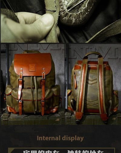 Mochila de Viaje Cuero Genuino Gran Capacidad para Hombre - Image 15
