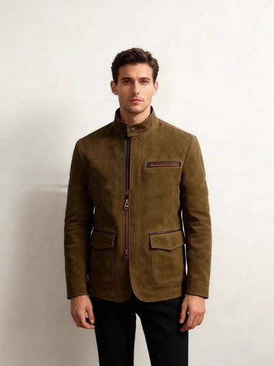 Chaqueta Casual Vintage con Cuello de Pie y Cierre de Cremallera para Hombre - Image 10