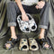 Pantuflas Plataforma Bicolor con Letras Estampadas