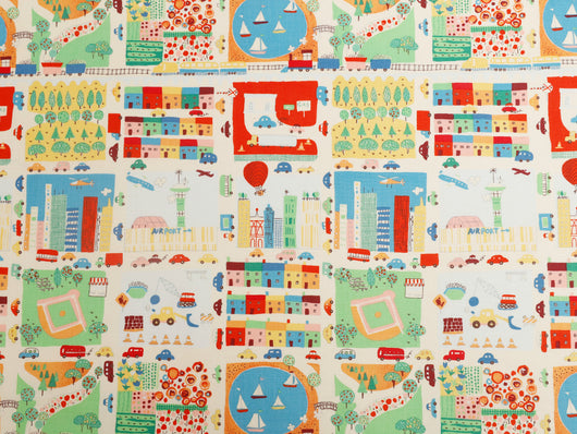 Tela de Algodón Tejido Liso con Adorables Dibujos de Autos y Casas - Image 15