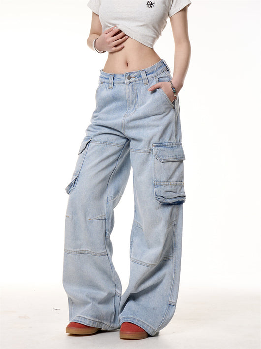 Jeans Rectos Vintage con Bolsillos Lavado Retro - Image 9