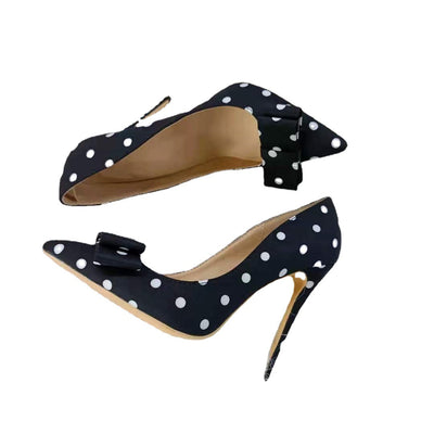 Zapatos de Tacón Alto Satinado con Lunares - Punta Fina Elegante - Image 13