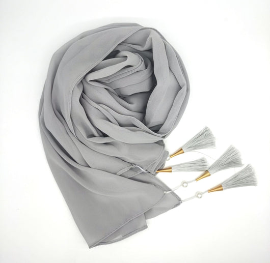 Hijab Elegante con Borlas en las Cuatro Esquinas - Image 14