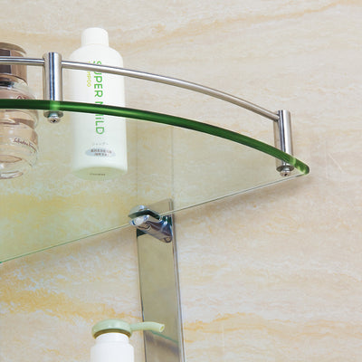 Repisa de Esquina de Vidrio Templado para Baño - Acero Inoxidable con Soporte Ajustable - Image 8