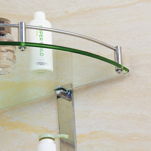 Repisa de Esquina de Vidrio Templado para Baño - Acero Inoxidable con Soporte Ajustable - Image 8