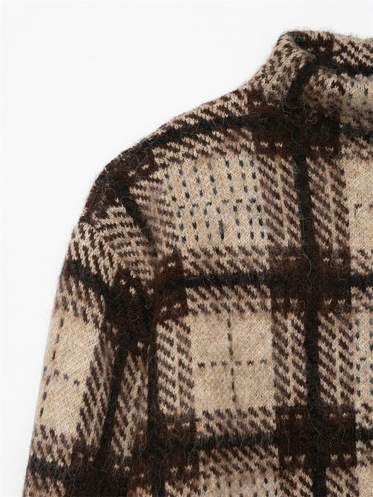 Suéter Cuadros Holgado con Textura Arenada para Mujer - Image 9
