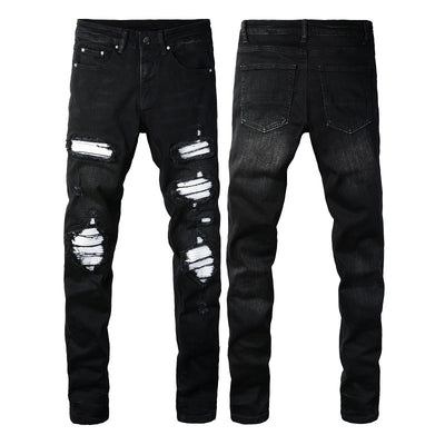 Jeans Rotos de Pana con Parches Estilo Urbano para Hombre - Image 5