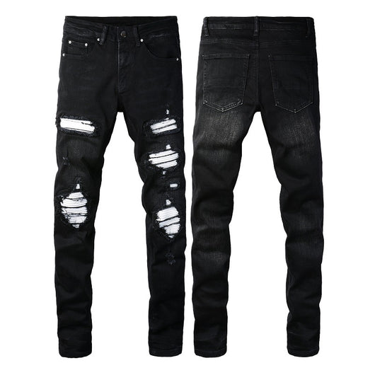 Jeans Rotos de Pana con Parches Estilo Urbano para Hombre - Image 5