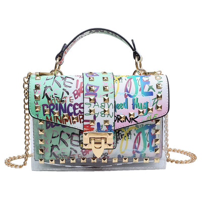 Bolso Bandolera Estilo Graffiti con Tachuelas - Versátil y Moderno