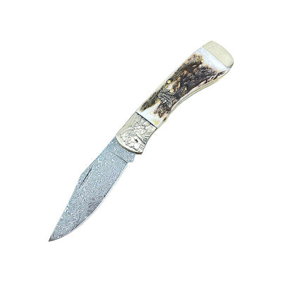 Cuchillo Plegable Damascus Antler para Exterior - Image 12