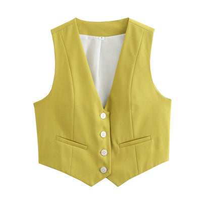 Chaleco Multicolor Suelto con Botones Decorativos Versátil para Mujer - Image 10