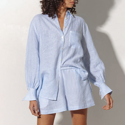 Camisa de Algodón Puro a Rayas - Estilo Casual Trendy - Image 5