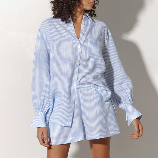 Camisa de Algodón Puro a Rayas - Estilo Casual Trendy - Image 5
