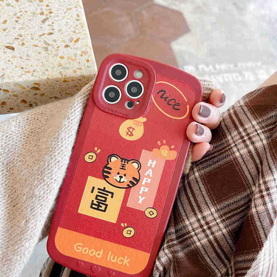 Funda de Teléfono Tigre Rojo Año Nuevo en Silicona Suave - Image 4