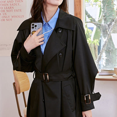 Gabardina Clásica Británica Retro de Largo Medio para Mujer - Image 7