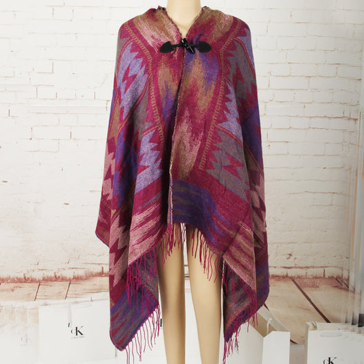 Capa Étnica con Broche de Cuerno - Chal Estilo Bohemio - Image 6