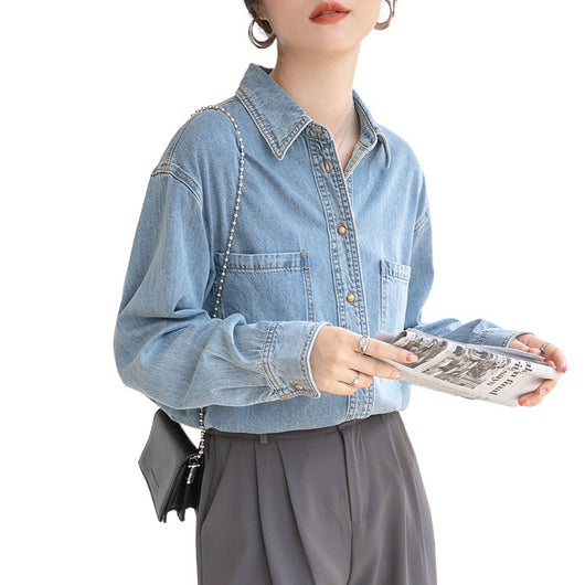 Camisa de Mezclilla Azul Real para Mujer - Image 5