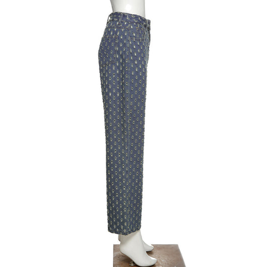 Jeans Talle Alto Pierna Ancha con Rotos - Diseño Versátil y Moderno - Image 9