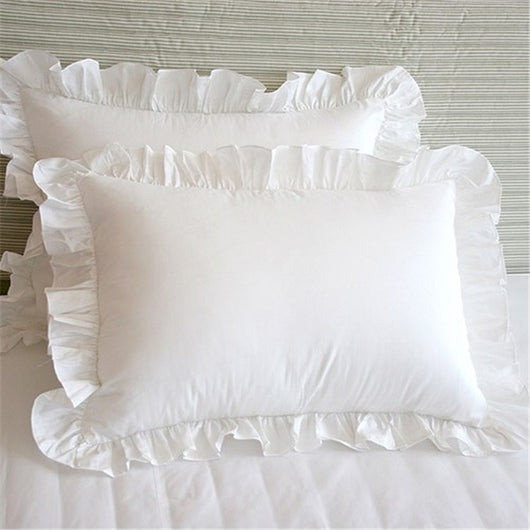 Funda de Almohada de Algodón Blanco con Encaje Plisado y Volantes Hechos a Mano - Image 8