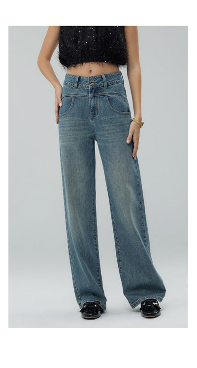 Pantalones Anchos Cintura Alta Estilo Retro con Detalles Rotos para Mujer - Image 30