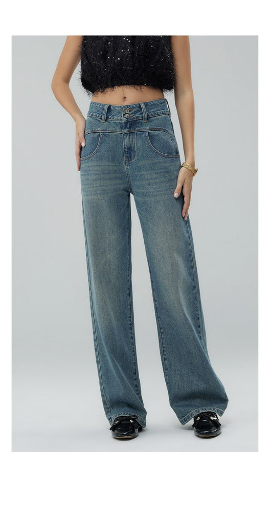 Pantalones Anchos Cintura Alta Estilo Retro con Detalles Rotos para Mujer - Image 30