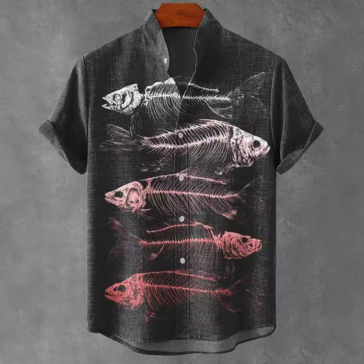 Camisa de Lino Cuello Mao Manga Corta para Hombre - Image 3