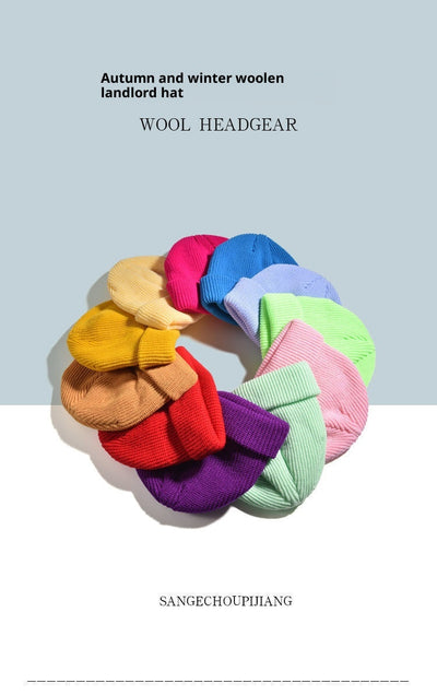 Gorro de Lana Tejido Estilo Coreano para Otoño e Invierno - Image 24