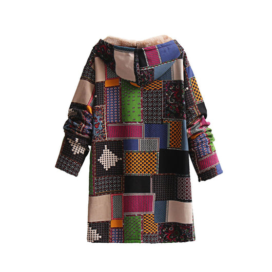 Chaqueta Acolchada Étnica de Algodón y Lino con Capucha - Estilo Europeo - Image 3