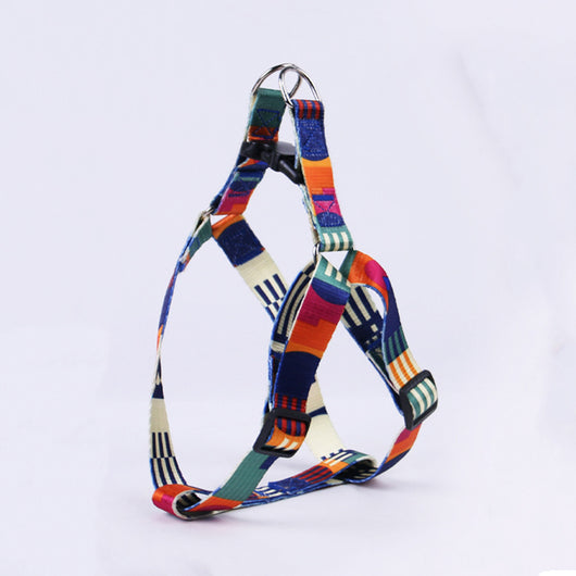Pink, black, and white patterned polyester dog leash with a silver metal swivel snap hook, coiled on a white background. - Image 20