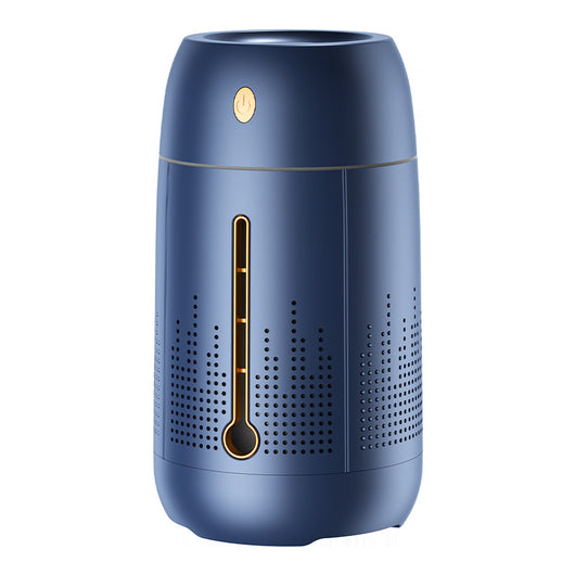 White cylindrical household humidifier with a visible water level indicator, next to its brown cardboard packaging. - Image 5