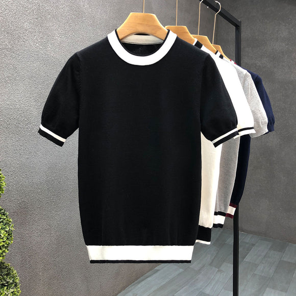 Suéter Base de Manga Corta Moderno para Hombre