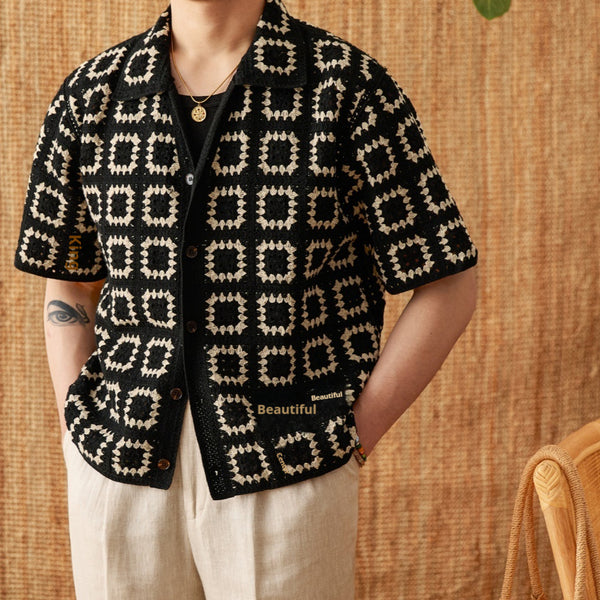 Cardigan Tejido sin Costuras de Manga Corta - Estilo Casual y Cómodo