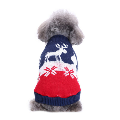 Suéter Navideño para Mascotas con Cuello Alto, Rayas y Copos de Nieve - Image 10