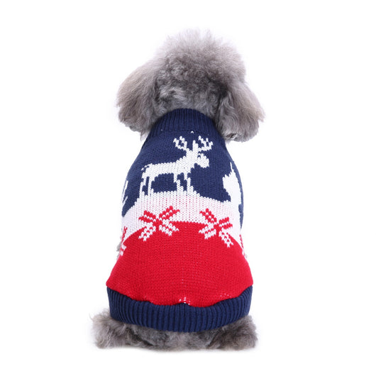 Suéter Navideño para Mascotas con Cuello Alto, Rayas y Copos de Nieve - Image 10