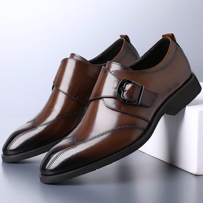 Zapatos de Cuero Casuales para Hombre con Hebilla y Bordado Termocrómico