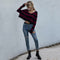 Suéter Oversize con Cuello en V, Rayas y Detalles Rotos