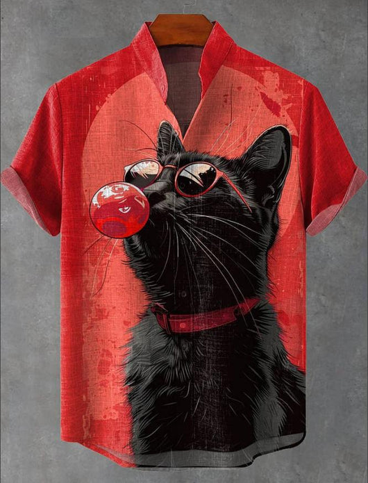 Camisa de Lino Cuello Mao Manga Corta para Hombre - Image 12