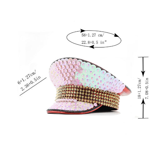 Gorra de Fiesta Rosa con Lentejuelas y Diamantes para Bodas y Eventos