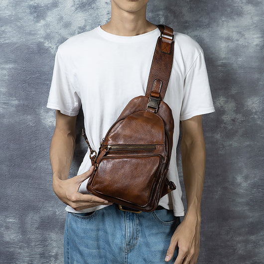 Bolso Mensajero de Cuero Genuino para Hombre - Estilo Retro con Gran Capacidad - Image 4