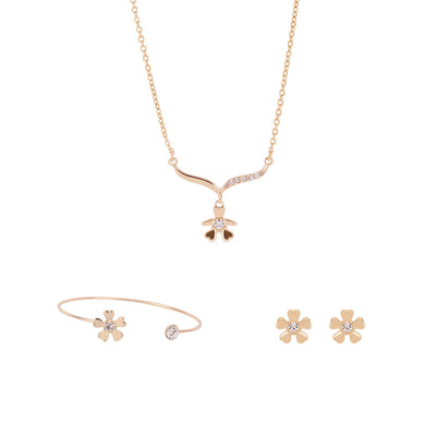 Conjunto de Tres Piezas: Pulsera y Aretes de Flores en Aleación - Image 12