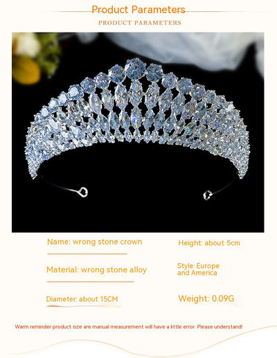 Corona Tiara de Zirconia con Destello de Diamante - Diadema Reina - Image 10