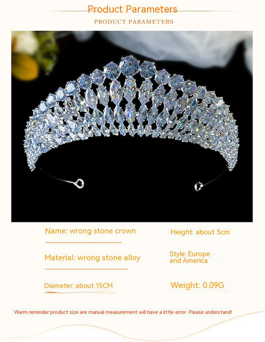 Corona Tiara de Zirconia con Destello de Diamante - Diadema Reina - Image 10