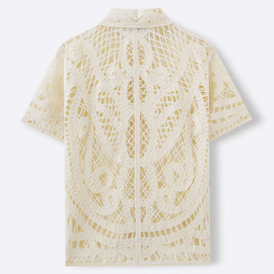 Cardigan Polo Tejido Hueco de Manga Corta para Hombre - Image 4
