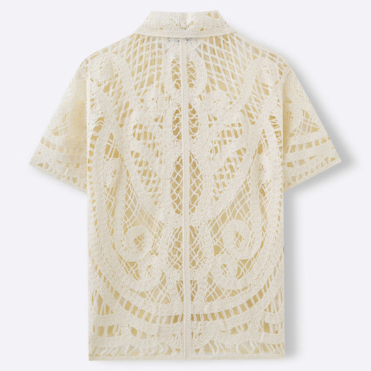 Cardigan Polo Tejido Hueco de Manga Corta para Hombre - Image 4