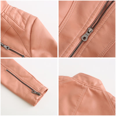 Chaqueta de Cuero para Mujer con Cuello Alzado - Estilo Casual - Image 15