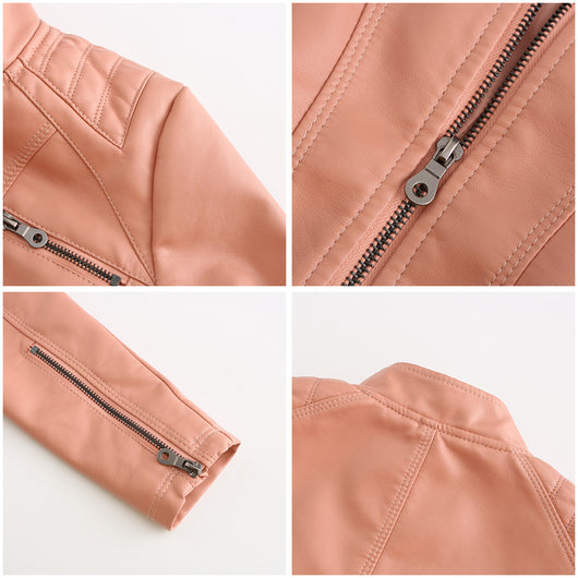 Chaqueta de Cuero para Mujer con Cuello Alzado - Estilo Casual - Image 15