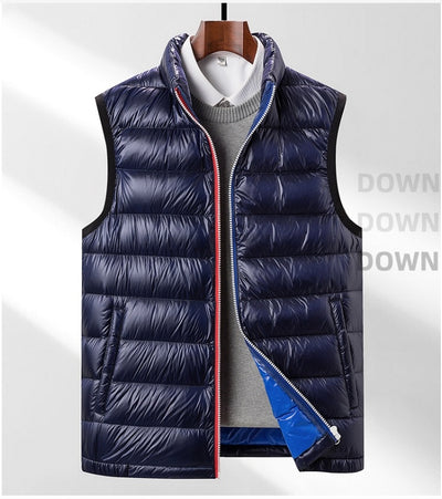 Chaleco Acolchado de Plumas de Ganso para Hombre - Cuello Alto Térmico - Image 8