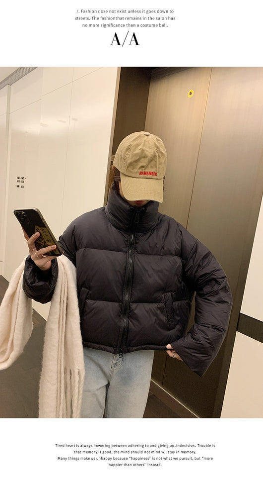 Chaqueta Acolchada Corta con Cuello Alto Estilo Americano para Mujer - Image 32