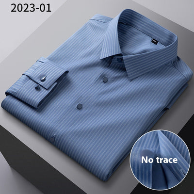 Camisa Manga Larga Rayada de Fibra de Bambú Premium sin Costuras para Hombre - Image 6