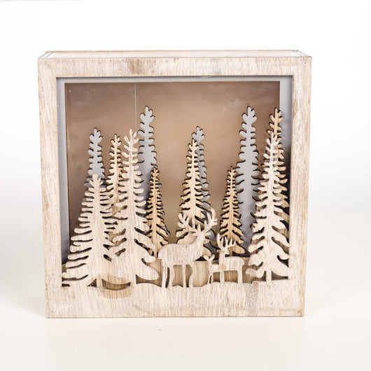Caja Luminosa Navideña de Madera con Adornos Decorativos - Image 7